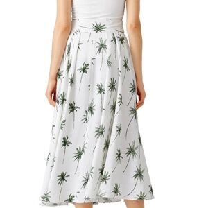 Milly Jackie White Palm Tree Pattern Full Circle Skirt - NWT $535